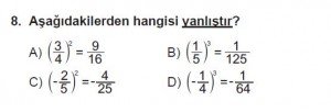 7. Sınıf Matematik kazanım Test 3 soru 8