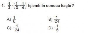 7. Sınıf Matematik kazanım Test 4 soru 1