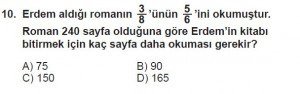 7. Sınıf Matematik kazanım Test 4 soru 10