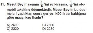 7. Sınıf Matematik kazanım Test 4 soru 11