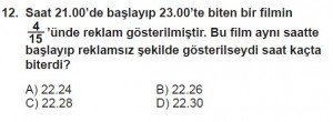 7. Sınıf Matematik kazanım Test 4 soru 12