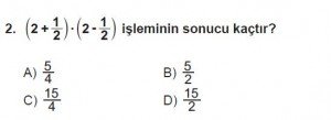 7. Sınıf Matematik kazanım Test 4 soru 2