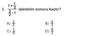7. Sınıf Matematik kazanım Test 4 soru 3