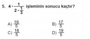 7. Sınıf Matematik kazanım Test 4 soru 5