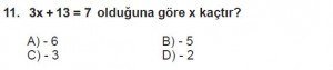 7. Sınıf Matematik kazanım Test 5 soru 11
