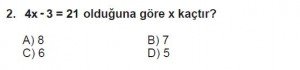 7. Sınıf Matematik kazanım Test 5 soru 2
