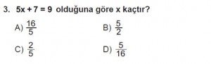 7. Sınıf Matematik kazanım Test 5 soru 3