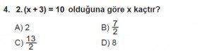 7. Sınıf Matematik kazanım Test 5 soru 4
