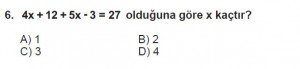 7. Sınıf Matematik kazanım Test 5 soru 6