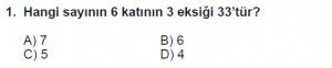 7. Sınıf Matematik kazanım Test 6 soru 1