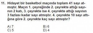 7. Sınıf Matematik kazanım Test 6 soru 11