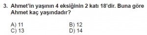7. Sınıf Matematik kazanım Test 6 soru 3