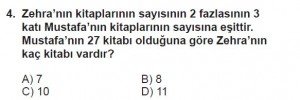 7. Sınıf Matematik kazanım Test 6 soru 4