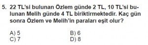 7. Sınıf Matematik kazanım Test 6 soru 5