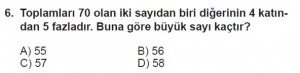 7. Sınıf Matematik kazanım Test 6 soru 6