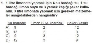 7. Sınıf Matematik kazanım Test 8 soru 1
