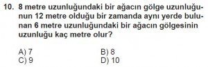 7. Sınıf Matematik kazanım Test 8 soru 10