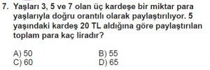 7. Sınıf Matematik kazanım Test 8 soru 7