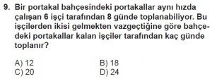 7. Sınıf Matematik kazanım Test 8 soru 9