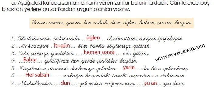 7. Sınıf Türkçe Çalışma Kitabı MEB Yayınları 4. Tema 12. Etkinlik
