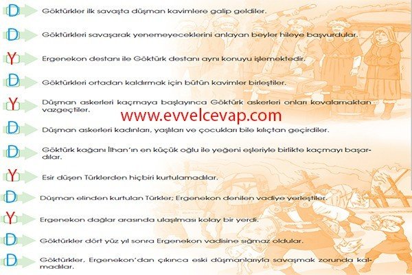 7. Sınıf Türkçe Çalışma Kitabı MEB Yayınları Ergenekon Destanı 5. Etkinlik
