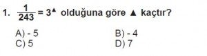 8. Sınıf Matematik kazanım Test 1 soru1