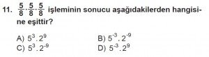 8. Sınıf Matematik kazanım Test 1 soru11