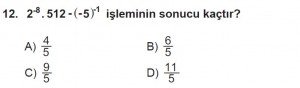 8. Sınıf Matematik kazanım Test 1 soru12