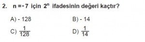 8. Sınıf Matematik kazanım Test 1 soru2