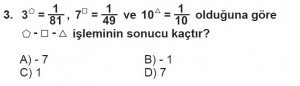 8. Sınıf Matematik kazanım Test 1 soru3