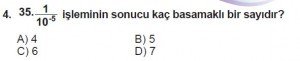 8. Sınıf Matematik kazanım Test 1 soru4