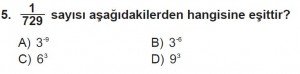 8. Sınıf Matematik kazanım Test 1 soru5