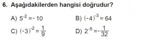 8. Sınıf Matematik kazanım Test 1 soru6