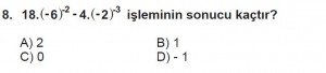 8. Sınıf Matematik kazanım Test 1 soru8