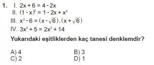 8. Sınıf Matematik kazanım Test 10 soru1