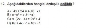 8. Sınıf Matematik kazanım Test 10 soru12