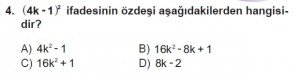 8. Sınıf Matematik kazanım Test 10 soru4