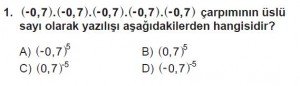 8. Sınıf Matematik kazanım Test 2 soru1