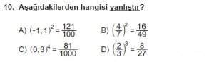 8. Sınıf Matematik kazanım Test 2 soru10