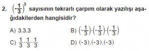 8. Sınıf Matematik kazanım Test 2 soru2
