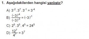 8. Sınıf Matematik kazanım Test 3 soru1