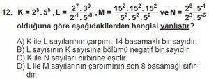 8. Sınıf Matematik kazanım Test 3 soru12