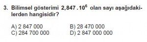 8. Sınıf Matematik kazanım Test 3 soru3