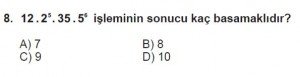 8. Sınıf Matematik kazanım Test 3 soru8