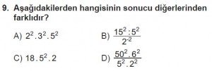 8. Sınıf Matematik kazanım Test 3 soru9