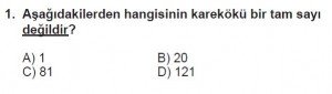 8. Sınıf Matematik kazanım Test 4 soru1