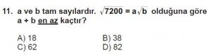 8. Sınıf Matematik kazanım Test 4 soru11