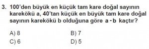 8. Sınıf Matematik kazanım Test 4 soru3