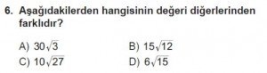 8. Sınıf Matematik kazanım Test 4 soru6