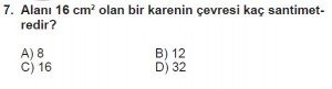 8. Sınıf Matematik kazanım Test 4 soru7